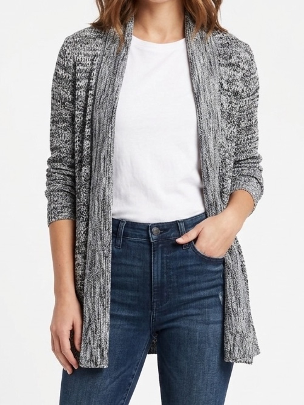 KISMET Open Front Grey Knit Cardigan Sweater Size Small